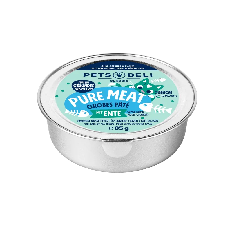 Pets Deli Kitten JUNIOR Pure Meat Huhn mit Ente 85g